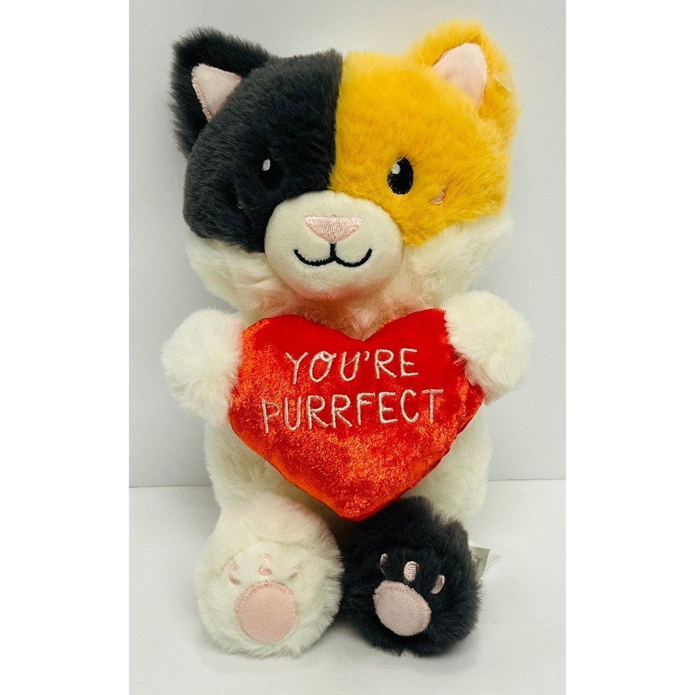 Walmart Way To Celebrate Valentines Calico Cat Plush Heart You're Purrfect 9"